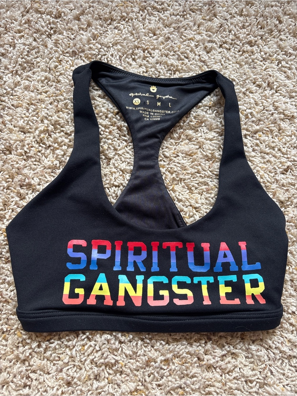 Spiritual Gangster Racerback Sports Bra Rainbow Sz XS